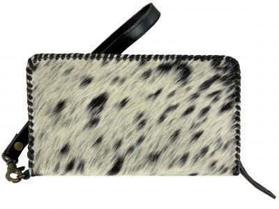 Showman Black and white hair on Cowhide Clutch Wallet