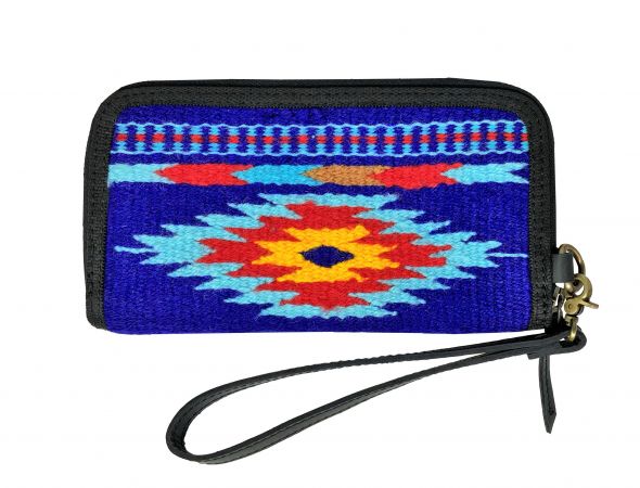 Showman 100% Wool Dark Blue Southwest Design Saddle Blanket Wallet