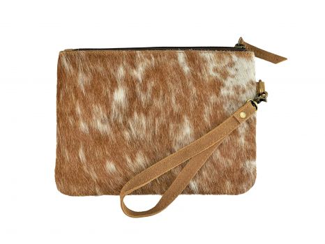 Showman Brown Hair on Cowhide clutch with Wristlet