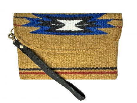 Showman 100% Wool Tan Southwest Design Saddle Blanket Wristlet