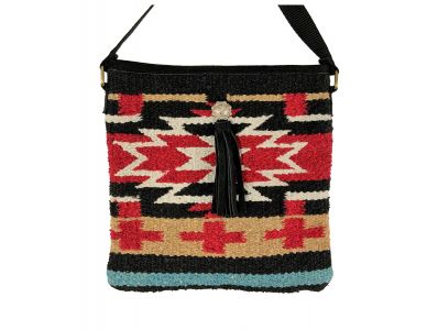 Showman Cotton/Acrylic Southwest Design Saddle Blanket Bag - black, red, and white