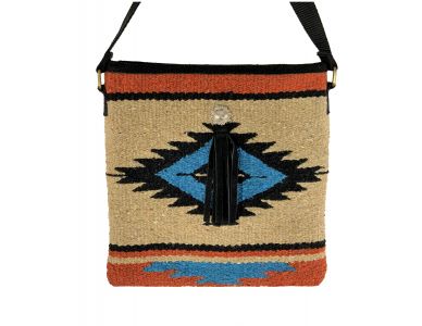 Showman Cotton/Acrylic Southwest Design Saddle Blanket Bag - tan and orange