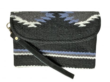 Showman 100% Wool Black Southwest Design Saddle Blanket Wristlet