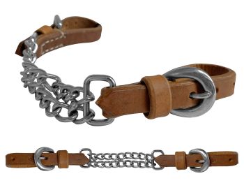 Showman Argentina Cow Leather Double Flat Link Curb Chain