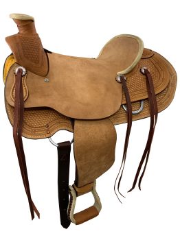 Argentina Cow Leather Roughout Western Roper Saddle - 16 Inch