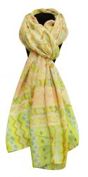 34" X 64" soft, voile scarf with lime Southwest design