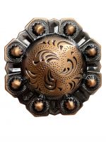Copper octagon engraved concho with Screw