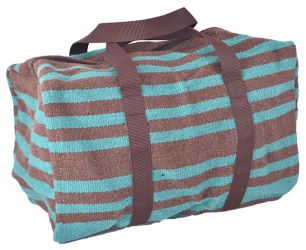 Showman Turquoise and Brown 100% Wool Serape Saddle Blanket Duffle Bag
