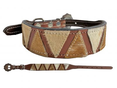 Showman Couture Hair on Cowhide braided leather dog collar