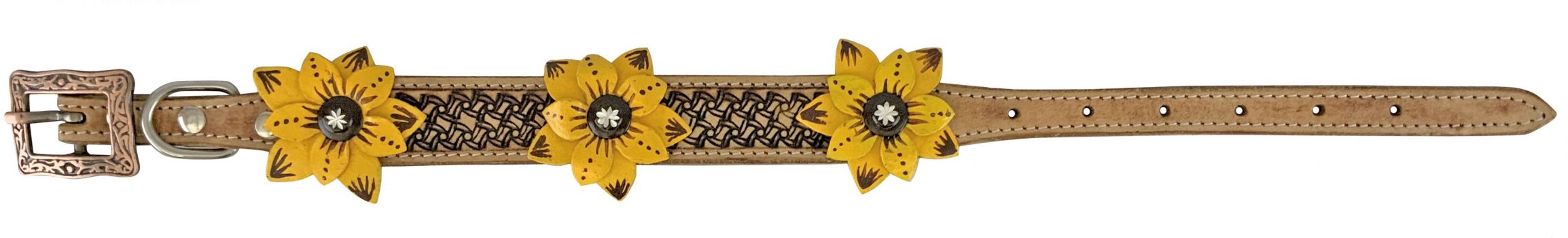 Showman Couture Genuine leather dog collar with 3D flower accent