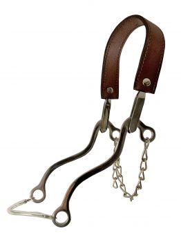 Showman Stainless Steel Hackamore with leather strap