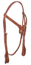 Showman Futurity Knot Harness Leather headstall with quick change bit loops