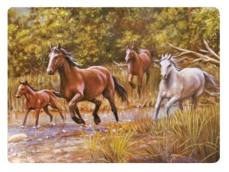 Tempered Glass Cutting Board - Horses at the Crossing