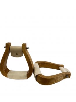 Showman Curved wooden stirrup with leather tread