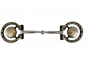 Showman 5-1/4" Brown Steel Concho Bit with Snaffle Mouth