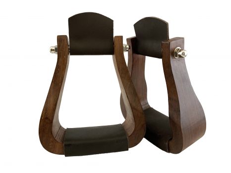 Showman Teak Wood stirrup with smooth leather foot pad