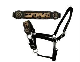 Showman Nylon bronc halter with hair on cheetah inlay accent