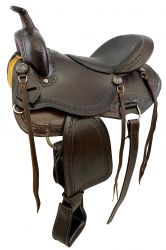 16" Economy Leather Trail Saddle with Half Moon tooling