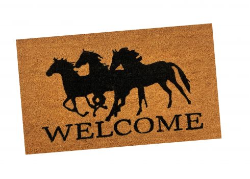 Welcome Running Horse Design Outdoor Door Mat