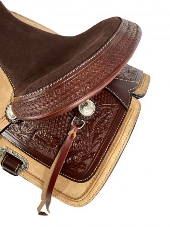 16", 17" Double T two-tone Pleasure Style Saddle with suede seat. Full QH Bars #2