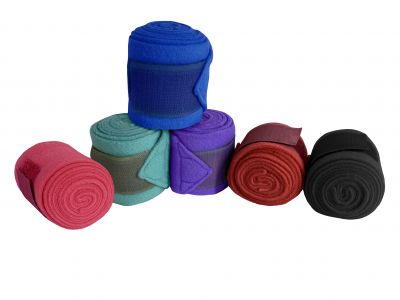 Pony fleece polo wrap. Measures 3.5" wide and 72" long. Has 2" Velcro closures. Sold in set of four