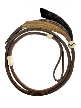 Showman 4 ft leather Over &amp; Under whip with horse hair tassel