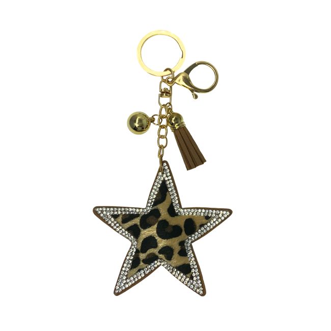 Bling Rhinestone Keychain - Cheetah Star