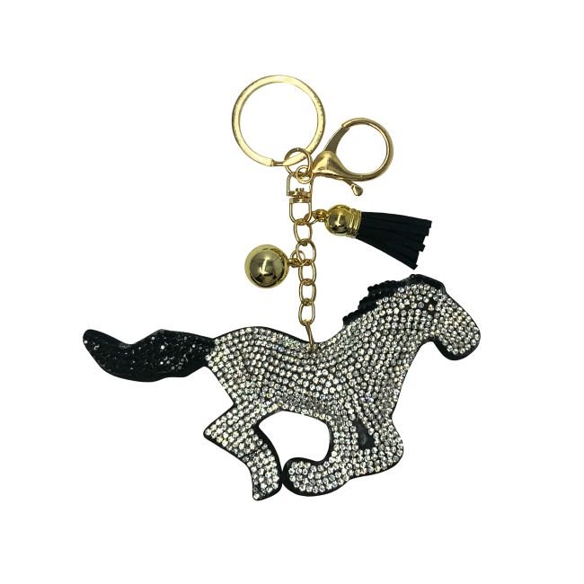 Bling Rhinestone Keychain - Silver Horse