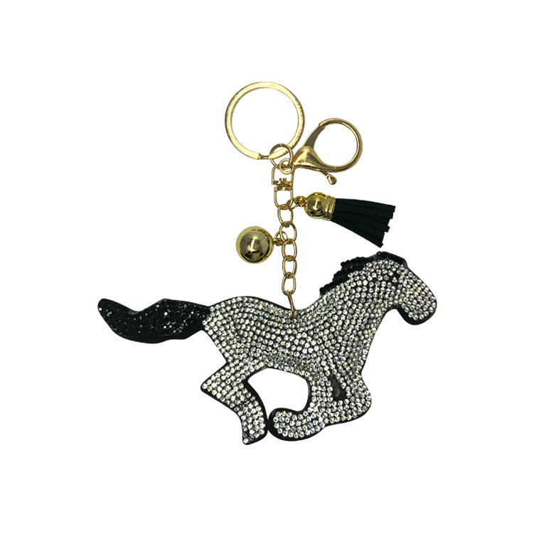 Bling Rhinestone Keychain - Silver Horse