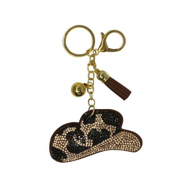 Bling Rhinestone Keychain - Cheetah Hat