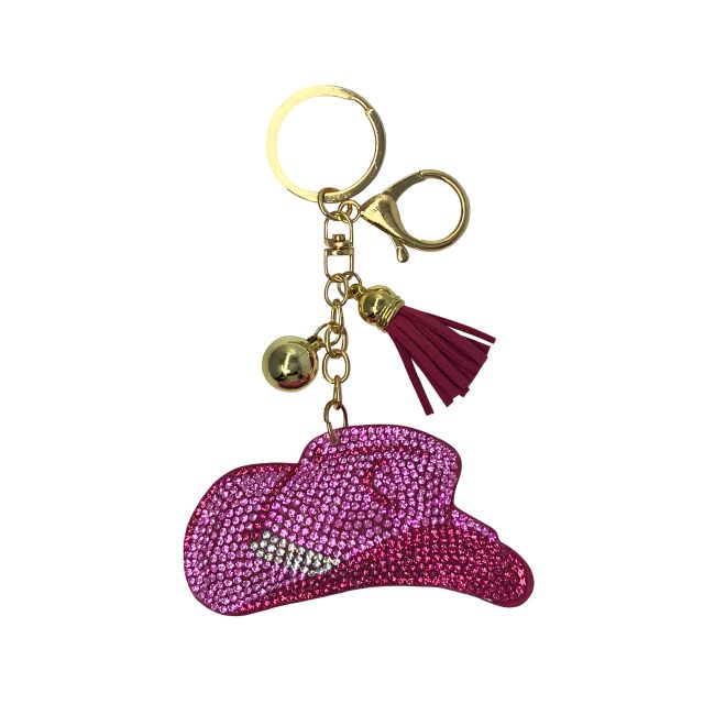 Bling Rhinestone Keychain - Pink Hat