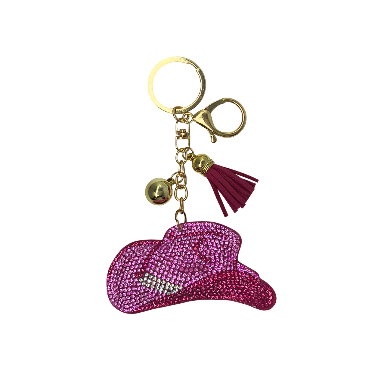 Bling Rhinestone Keychain - Pink Hat