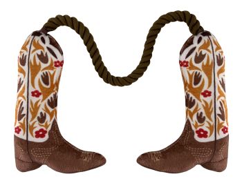 Western Rope and Plush Squeaky Dog Toy - Cowboy Boots #2