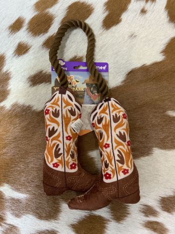 Western Rope and Plush Squeaky Dog Toy - Cowboy Boots #3