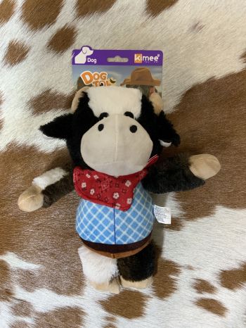 Western Plush Squeaky Dog Toy - Cow #2