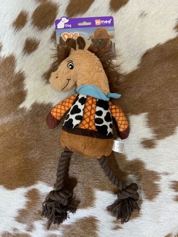 Western Rope and Plush Squeaky Dog Toy - Horse #2