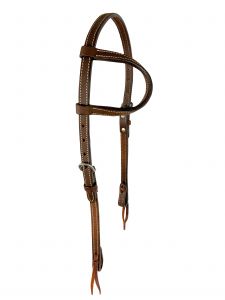 Showman Argentina cow leather single ear headstall with white stitching detail