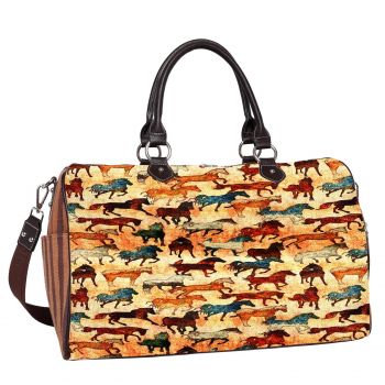 Montana West Multi Color Horse Print Canvas Weekender Bag