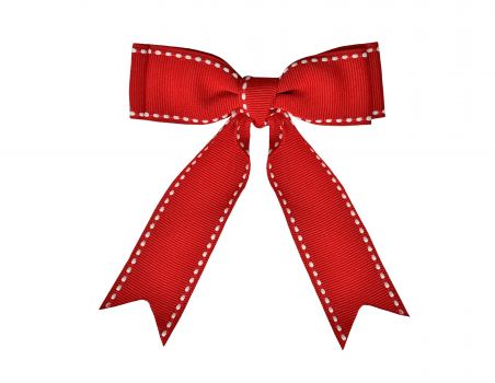 Red and White Stitched Christmas Bow