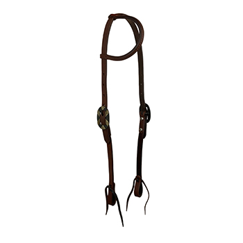 Showman Oiled Harness Single Ear Headstall With Antique Silver Bar Buckle