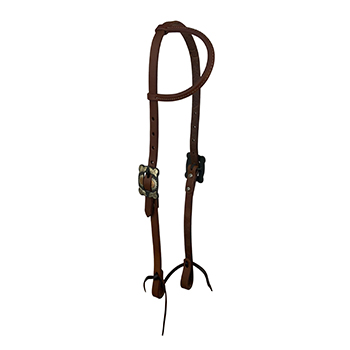 Showman Oiled Harness Single Ear Headstall With Antique Sunflower Buckle