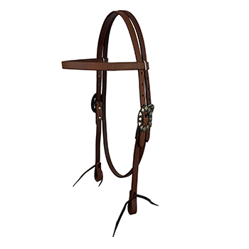Showman Oiled Harness Browband Headstall With Black Jack Buckle