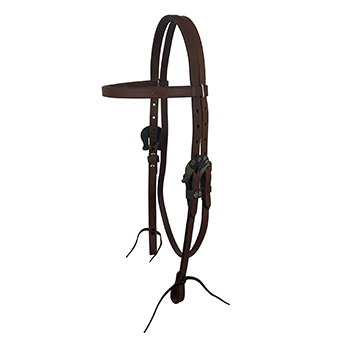 Showman Oiled Harness Browband Headstall With Cowboy Gambler Buckle