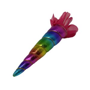 6" Metallic rainbow clip-on unicorn horn with gold lacing #3