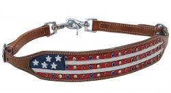 Showman American flag wither strap with crystal rhinestone studs