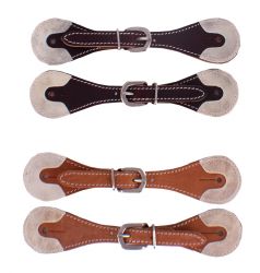 Showman Youth Argentina Cow Leather Spur Straps with Rawhide Overlay Ends