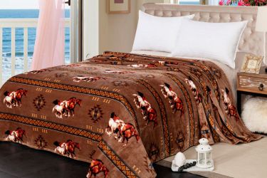 Queen Size Silk Touch blanket with running horse design
