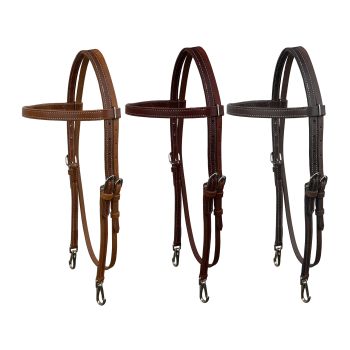 Showman Argentina Cow Leather Browband Headstall With Snap Ends