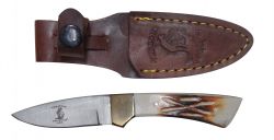 The Bone Collector Fixed blade knife with 3 1/2" real bone handle and leather holster