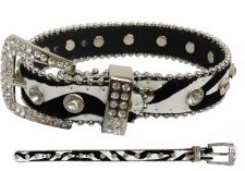 Showman Couture Zebra print leather fashion dog collar with crystal rhinestones